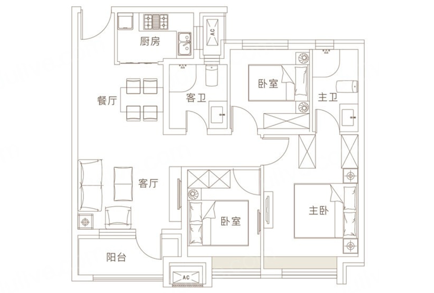 創(chuàng)之鴻現(xiàn)代簡約風格戶型圖